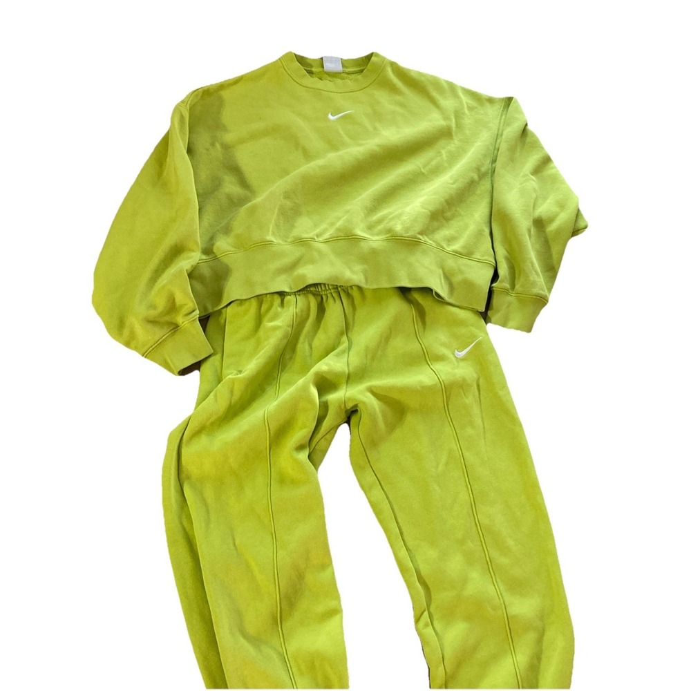 Nike Sportswear Phoenix Fleece Sweatsuit Sz XS Neon Green Oversized Sweatshirt‎